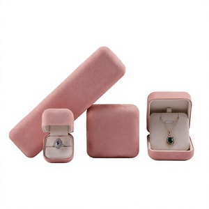 Wholesale Zomeda Luxury pink Velvet Magnetic Closure Jewelry <b>Box</b> Set Custom Logo Elegant <b>Necklace</b> Ring Bracelet Packaging Boxes - Product Image 3