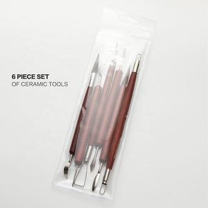 Ensemble de 6 outils de sculpture en argile à double face avec manches en plastique rouge lisse, outils créatifs pour la poterie, modèle DI002, fabriqué en Chine - Product Image 4