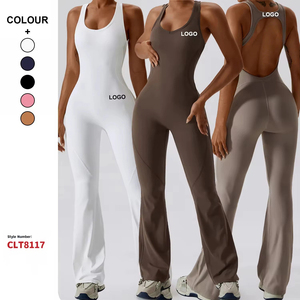 Mujeres <span class=keywords><strong>Yoga</strong></span> con almohadillas sujetador mamelucos monos entrenamiento gimnasio Leggings deportes acanalado acampanado Playsuits niñas Conjuntos pantalones monos - Product Image 2