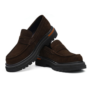 Mules classiques de luxe en daim pour hommes, pour le business, à semelle épaisse, rehaussantes, en cuir de vachette, à enfiler facilement - Product Image 1