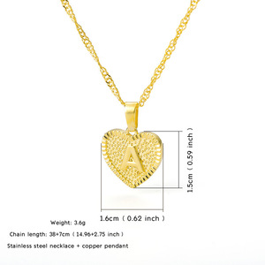 Elegante Collar de Cadena de Clavícula de Acero Inoxidable Dorado con Colgante de Letra A-Z en Forma de Corazón <span class=keywords><strong>para</strong></span> Mujer - Product Image 6