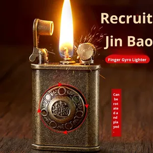 Cá tính cổ điển sáng tạo kim loại dầu hỏa Windproof mở ngọn lửa nhẹ hơn cát bánh xe đánh lửa <span class=keywords><strong>Fidget</strong></span> <span class=keywords><strong>Spinner</strong></span> Đồng hồ nam Quà Tặng - Product Image 3