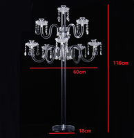 Candélabre en acrylique à 9 têtes, porte-bougie en cristal, décoration de mariage, centre de table, décoration de fête et de maison