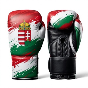 Gants de boxe en cuir avec lacets, drapeau hongrois, impression par sublimation, équipement d'entraînement et de sparring pour adultes - Product Image 1