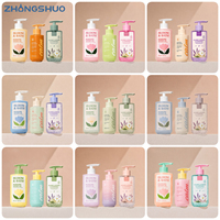 Siap Kirim Botol Pompa Sampo dan Kondisioner PET 300ml 500ml, Botol Lotion Putih Bening Berbentuk Bahu Datar dengan Pompa