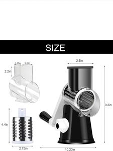 Manual Kitchen Grater <b>Vegetable</b> Slicer With 3 Drum Blades Rotary Cheese Grater With Handle Round Slicer Nuts Grinder - Product Image 3