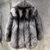 Veste en fourrure de renard véritable pour femmes, manteau d'hiver chaud en fourrure de renard naturelle, veste de luxe en fourrure de renard argenté