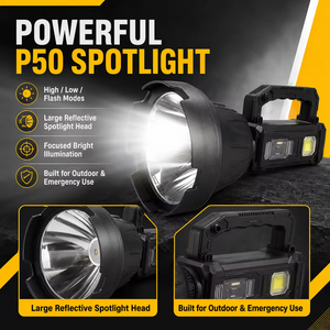 ไฟฉาย LED แบบชาร์จได้ พร้อมมาตรฐาน IP54 ปรับความสว่างได้ ใช้สำหรับดำน้ำ ใช้แบตเตอรี่ 3x18650 ความจุ 4500mAh ใช้งานได้นาน 3-5 ชั่วโมง - Product Image 4