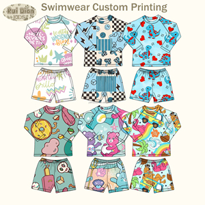 Ensemble de maillots de bain pour garçons à motifs imprimés personnalisés, deux pièces, 95% nylon, 5% élasthanne, shorts de plage pour garçons d'été pour les vacances - Product Image 2