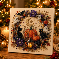Kit d'art de broderie de perles et de diamants DIY pour décorations d'ambiance de Noël, toile de broderie de perles faite à la main 30x30cm, ornement cadeau de fêtes