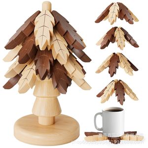 Salvamanteles de madera maciza con forma de árbol, aislante térmico, decoración creativa para escritorio, salvamanteles para mesa del hogar, salvamanteles para ollas - Product Image 1