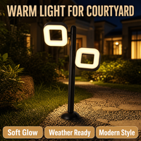 Lampe de jardin LED à double tête orientable en aluminium moulé sous pression, forme carrée, coupe plate et coupe angulaire, AC85-260V 48W 3000K IP65