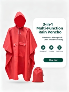 Outdoor Waterproof Multi-functional Three-in-one Reflective Strip Raincoat For Hiking / Climbing / Camping PUWindproof - Product Image 6
