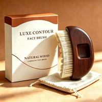 Gua Sha de massage facial personnalisé avec logo, pour le contour du visage, anti-gonflement, améliore le sommeil, poils synthétiques, manche en bois, boîte cadeau colorée