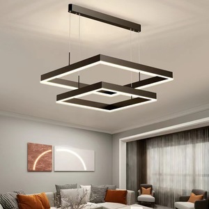 Lustre carré LED en acier inoxydable doré, hauteur réglable, culot E26, lumière blanc chaud 3500K, abat-jour en cristal, 120 LED - Product Image 3
