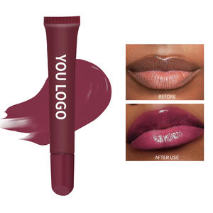 Baume à lèvres teinté brillant à la gelée de framboise végétalien avec logo personnalisé, hydratant naturel, brun rose, gelée minérale à la fraise, brillant à lèvres - Product Image 1