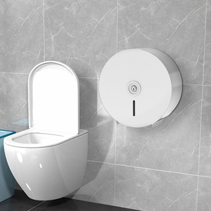 Distributeur de papier toilette mural industriel à revêtement blanc de 9 pouces pour les toilettes des hôpitaux - Product Image 1