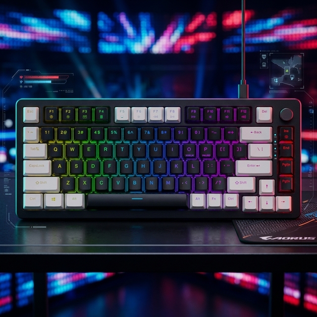 Gasket Mechanical Keyboard 80% Layout with Rotary Knob Customizable Hot-Swap Gaming Keyboard