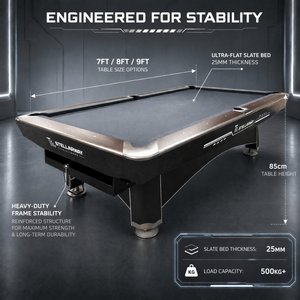 Table de billard américain de luxe 9 pieds avec plateau en ardoise, coussinets, pieds en bois sur mesure, rail en chêne, filets de poches A-0 - Product Image 1