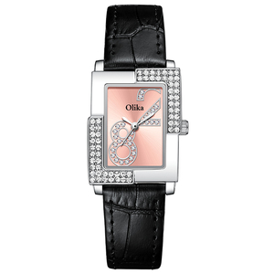 Olika personnalisable élégant <span class=keywords><strong>montre</strong></span> à Quartz Rectangle pour femmes étanche avec bracelet en cuir de 18mm matériau de boîtier en alliage à la mode - Product Image 4