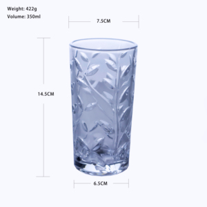 Leaf Embossed Cut Crystal Highball Glass, Elegant <strong>Gin</strong> <strong>Tonic</strong> Tumbler for Cocktails, Home <strong>Bar</strong> &amp; Gifting - Product Image 6