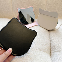 Miroir de maquillage pliable en cuir PU, écologique, portable, fait main, style côtier, pour étudiants, dortoir, maison, chambre, salle de bain