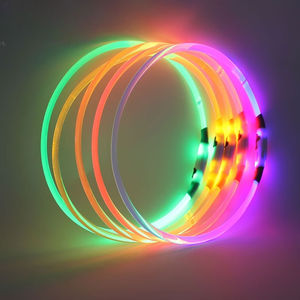 USB充電式 LED カラー点滅 ペット用首輪 全身発光 透明光ファイバー 犬猫用首輪 固形プラスチックリボン - Product Image 4