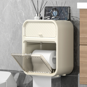 WANUO Porta Fazzoletti da <span class=keywords><strong>Bagno</strong></span> a Parete, Contenitore in Plastica Senza Foratura, Adesivo Autoadesivo - Product Image 2