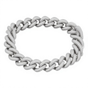 Bracelet Moissanite Iced Cuban Link Micro-incrusté Taille Brillante Plaqué Or/Argent Argent 925 Chaîne Lourde 50g Style Hiphop Soirée - Product Image 2