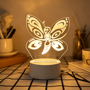 Butterfly LED Bedroom Night <b>Light</b> Acrylic 3D <b>Light</b> Switch Living Room Bedroom Table Decoration Table Lamp Sleep Night <b>Light</b> - Product Image 1