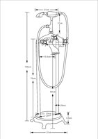 BUTERFLEOGE Robinet de douche sur pied classique pour hôtel, à double poignée, avec pommeau de douche carré effet pluie, finition laiton antique poli