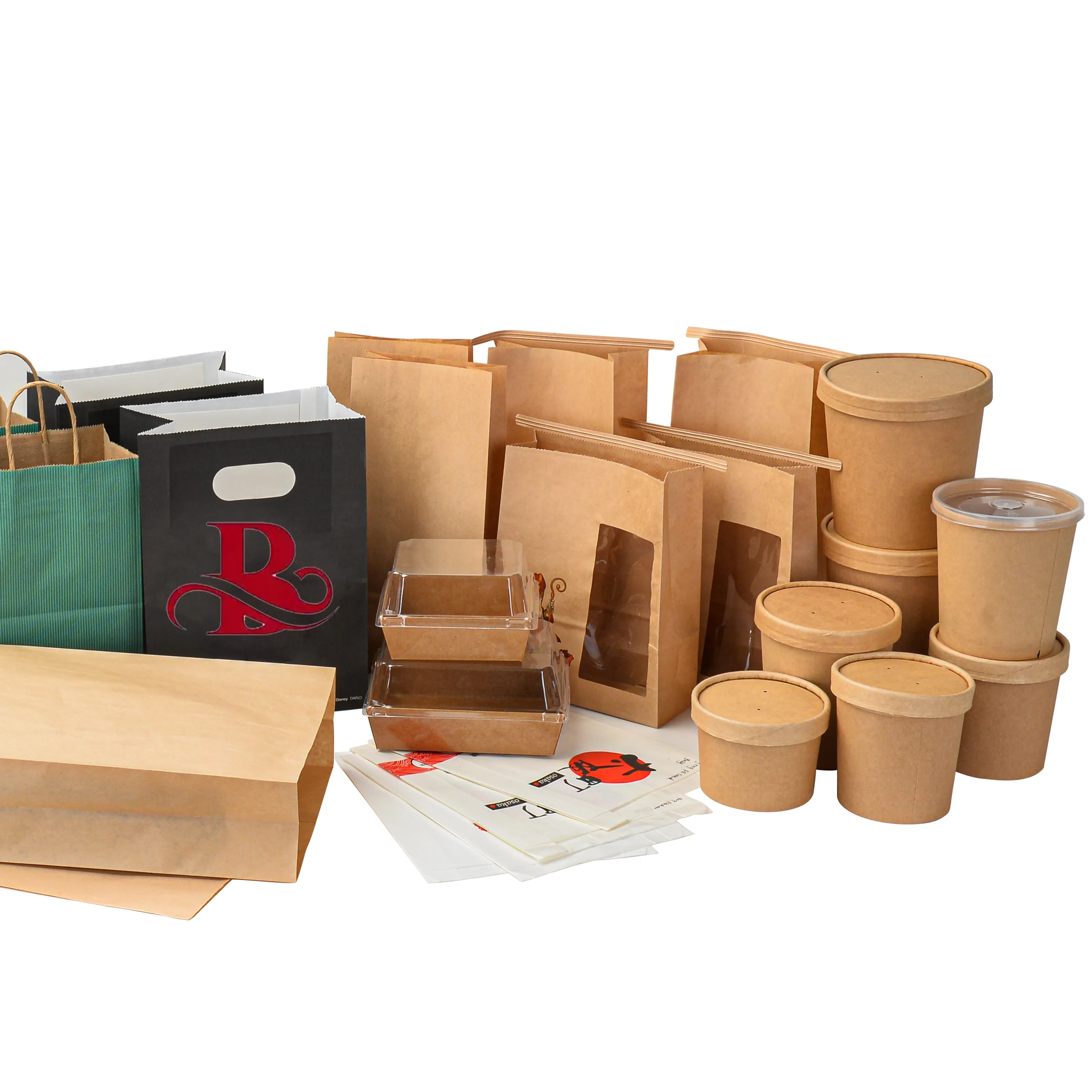 Restaurant compostable biodegradable takeaway take out box disposable containers kraft brown paper takeout fast food packaging