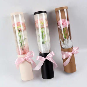 Nuova Scatola per Fiori di Lusso Goffrata Riciclabile per Bouquet, Festa della Donna, Festa della Mamma, Scatola per Rosa Singola, Scatola a Ramo con Finestra Trasparente - Product Image 1