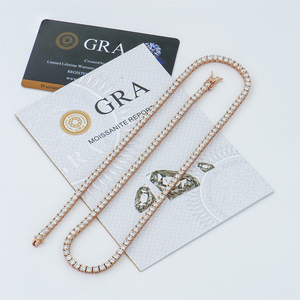 Collar de Tenis de Moissanita Unisex de Plata de Ley 925 de 3 mm, Chapado en Oro Rosa, 16-18 Pulgadas, Certificado GRA, para Bodas y Fiestas - Product Image 1