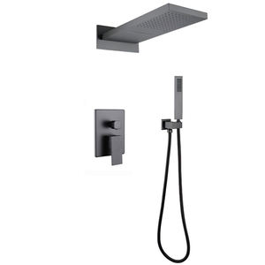 Luxury Waterfall Brass Concealed Bathroom Shower Set, Black square Large Top <b>Spray</b> Bathroom Shower Mixer - Product Image 5