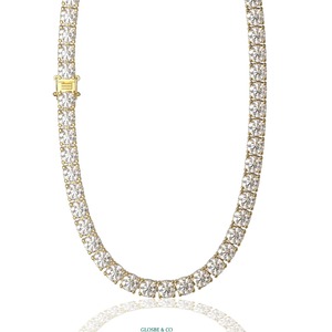 Collar de Tenis GRA con Diamantes de Moissanita Redondos Plateados de 7 mm, Collares de Moissanita Sintética (cultivada en Laboratorio) - Product Image 2