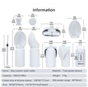 Bottiglia d'acqua portatile in Silicone per cani da viaggio all'aperto a prova di perdite 3-in-1 con ciotola d'acqua per cani - Product Image 3