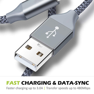 Câble USB de charge rapide de données en nylon tressé durable de 1M pour ordinateur <span class=keywords><strong>Kindle</strong></span> Samsung Galaxy S7 - Product Image 3
