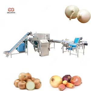 Automatic Making Yellow Onion Root Cutting Slicer Peeling Machine Onion Peeling and Slicer Machine