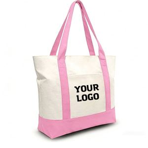 Bolsa de Compras Ecológica de Lona para Mujer, Estilo Moderno, con Bolsillo, Bolsa de Mano de Algodón con Logotipo Personalizado Impreso - Product Image 1