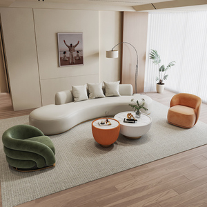 Canapé moderne 2025, design incurvé simple, résistant aux griffes de chat, en <span class=keywords><strong>cuir</strong></span> synthétique, personnalisable pour petit appartement, chambre à coucher - Product Image 4