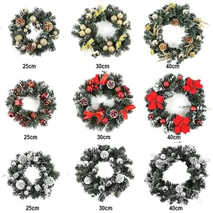 Wholesale 40CM Christmas Tree Garlands Wreaths With Lights Pine Needle Wreath Garland For Home Wall Decor