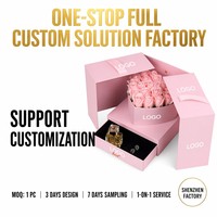 Cajas de Papel para el Cuello de la Camisa de Dos Piezas con Forma de Corazón Personalizadas, con Ramo de Rosas Únicas, para Empaque de Regalos de Lujo
