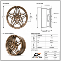 Jantes forgées CF 18 19 pouces 5x114.3 PCD 60.1 CB pour voitures particulières, compatibles avec Chaser JZX100, jantes sport légères
