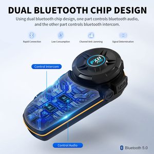 Fodsports fx8 Pro 10 tay đua FM Đài phát thanh 2000m xe máy Mũ bảo hiểm intercom Moto tai nghe - Product Image 3