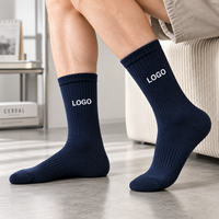 Chaussettes de sport unisexes en coton jacquard respirantes avec lettres, personnalisables avec logo, noires