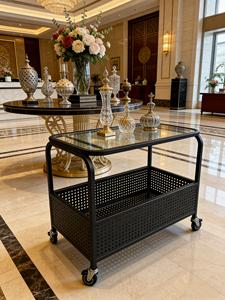 Mesa Auxiliar con Ruedas Bloqueables, Mesa Consola Pequeña, Mesa de Centro Moderna, Mesita de Noche, Estante de Almacenamiento, Sofá de Acero Inoxidable para Patio - Product Image 3