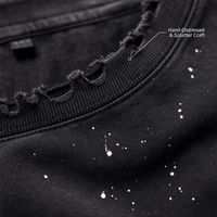 T-shirt Homme RAMAX Luxe Noir Délavé à l'Acide Superposé à Carreaux Manches Longues Broderie Patchwork Effet Usé Éclaboussures Oversize 50 PIÈCES