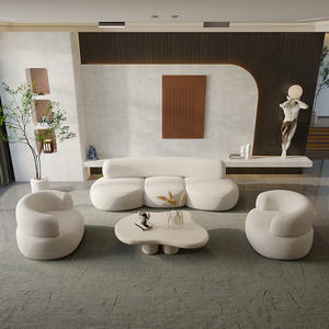 Juego de Sofás Curvos Nórdicos en Forma de S, Tapizado en Lana de Cordero, Muebles Minimalistas de Diseño para Sala de Estar - Product Image 2