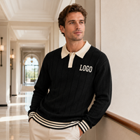 Pull en maille unie vintage jacquard à col et manches longues pour homme et jeune homme, avec logo personnalisé, anti-rétrécissement et anti-plis